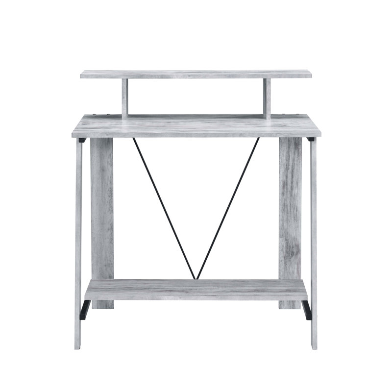 Bureau d'écriture antique blanc et noir avec tablette supérieure, Noir/gris