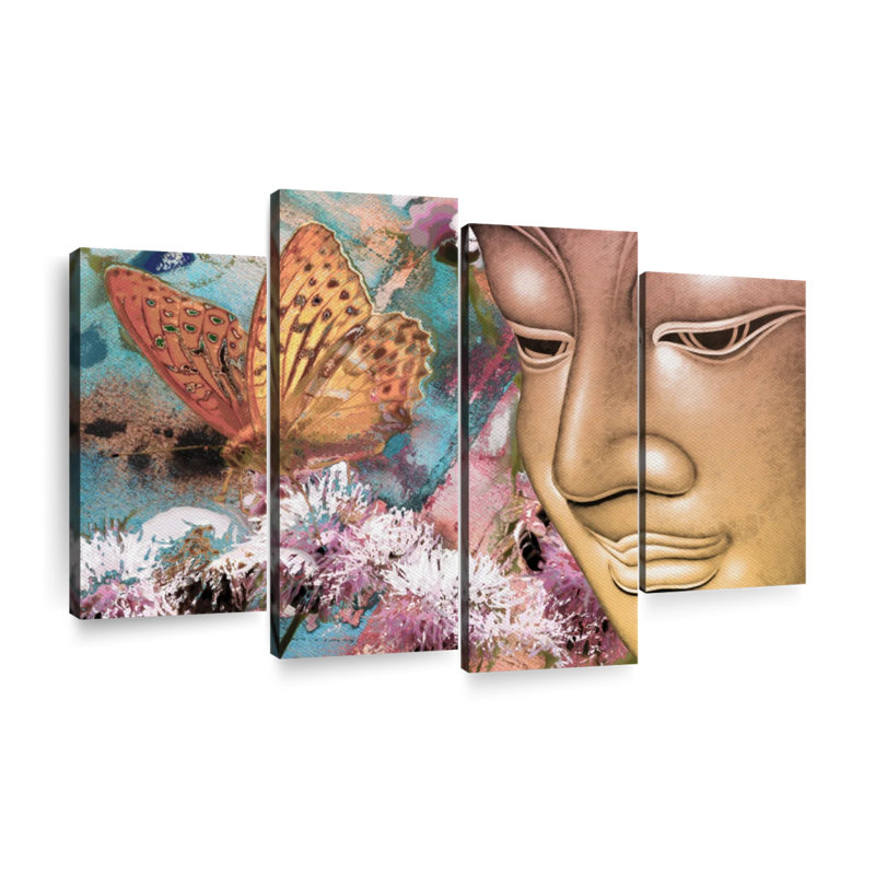 «Buddha Spring Buddha», ensemble de 4 reproductions sur toiles par NirvanaDesigns, H 32 po x l 52 po x P 1,25 po
