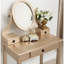 Table de coiffeuse délicieuse en or avec tabouret, 3 tiroirs de rangement, miroir-809953164