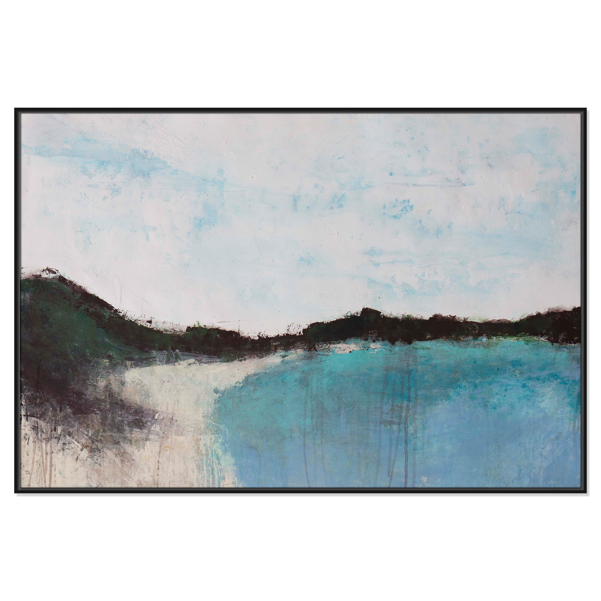Mountainside Lakeview III by Filippo Ioco, 41.5'' H x 61.5'' W x 2'' D, Black Framed