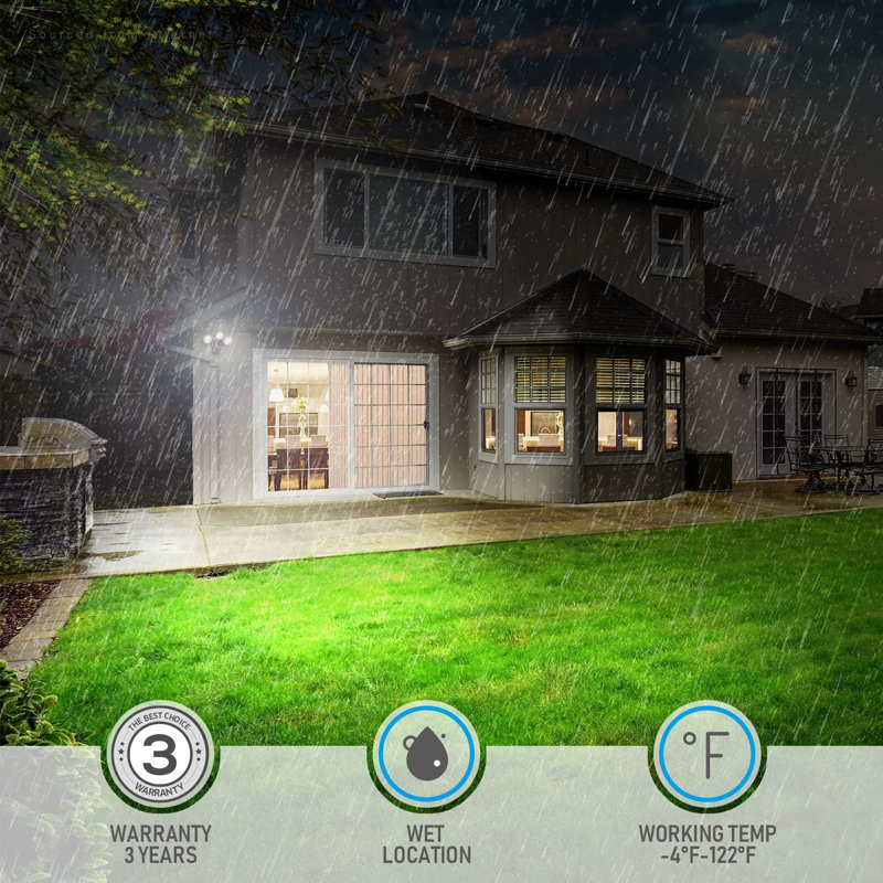 Capteur de lumière DEL 3CCT Dusk to Dawn 37,5 W (300 W Eqv.) 3 modes d'éclairage, blanc