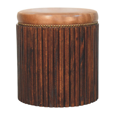 Tabouret d'appoint en cuir côtelé
