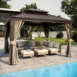 Pavillon de toit en métal robuste à toit rigide avec cadre en aluminium
