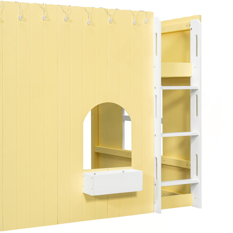 Lit mezzanine avec lumière DEL chaude, Full / Double, Yellow