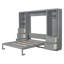 Grand lit escamotable mural avec placard, tiroirs et tablettes, gris-603464522