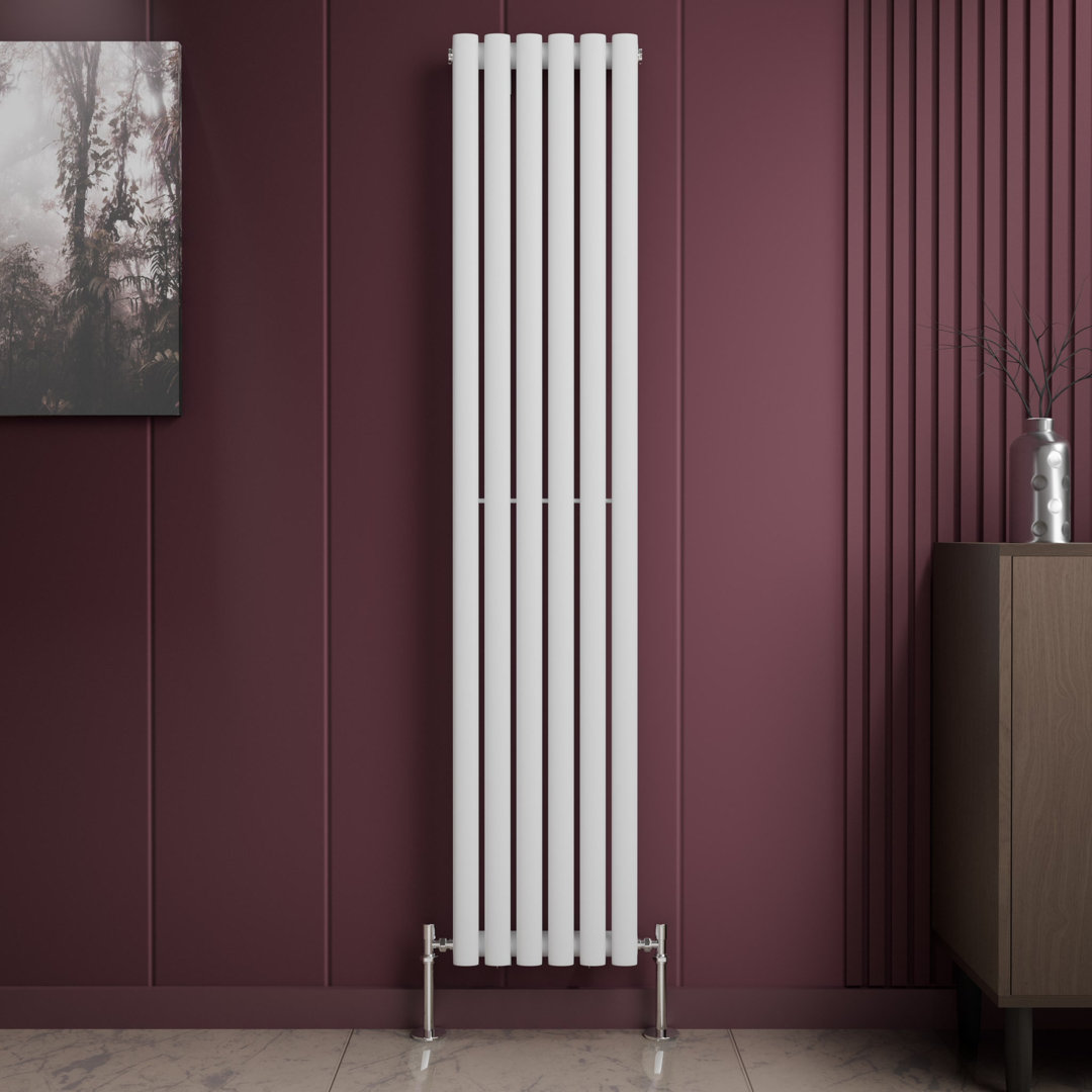 iBathUK Princia Vertical Single Oval Panel Radiator Angled Valve