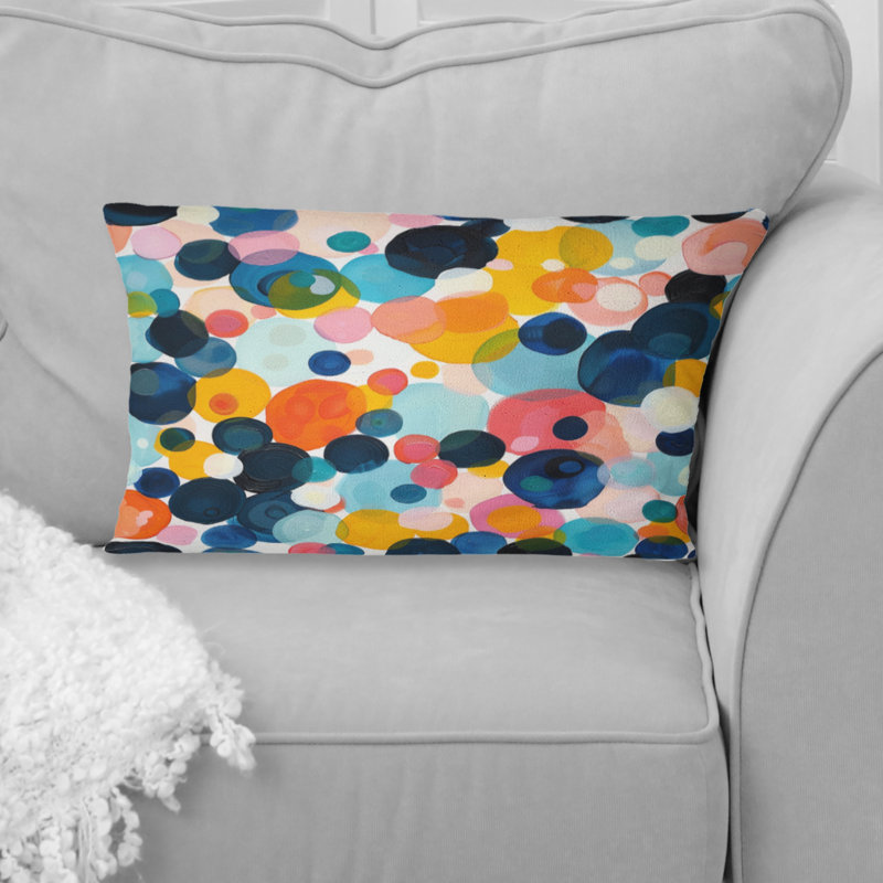 Coussin lombaire à pois orange et noir I