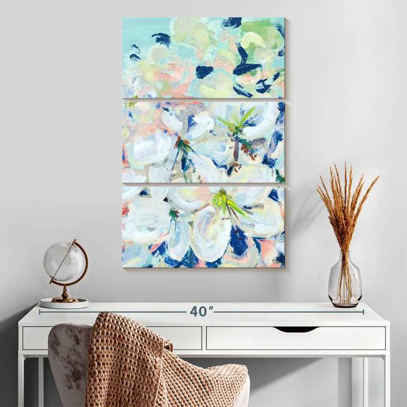 Avery White Orchids On Blue, 57" H x 36" W