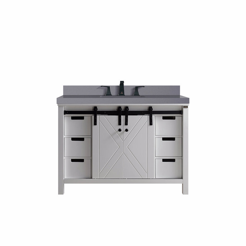 Meuble-lavabo de salle de bain 48 po X P 22 po D, ensemble de comptoir et robinet en quartz gris