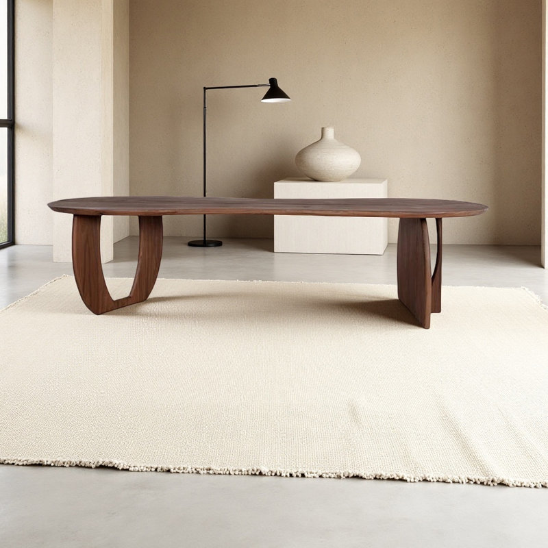 Table de salle à manger en bois massif de style nordique wabi-sabi, H 29,53 po x L 86,61 po x l 35,43 po