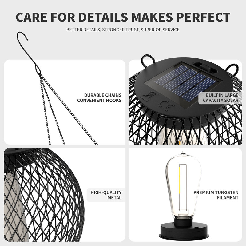 Luminaires suspendus modernes en forme de globe solaire, lanternes sphériques suspendues en métal noir avec ampoules Edison, montées sur chaîne, intérieur extérieur