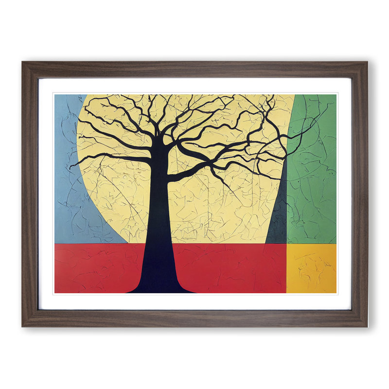 Majestic Abstract Tree 1 Piece Single Picture Frame Painting, 46cm H x 64cm W x 2cm D, Walnut