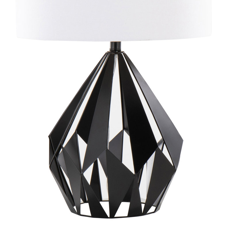 Bonique Geome Tri 28" Contemporary Metal Table Lamp in Metal with White Shade