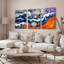 Ensemble de 3 tableaux sur toile représentant des vagues et un bateau-740686500