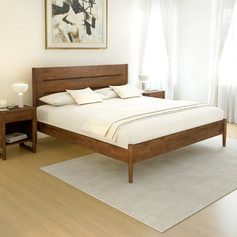 Solid Wood Panel Headboard Design, Walnut, Full