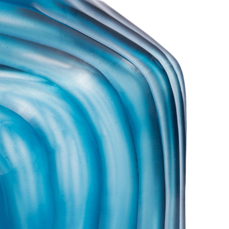 Circle Handmade Handblown Glass Table Vase, Frost Blue