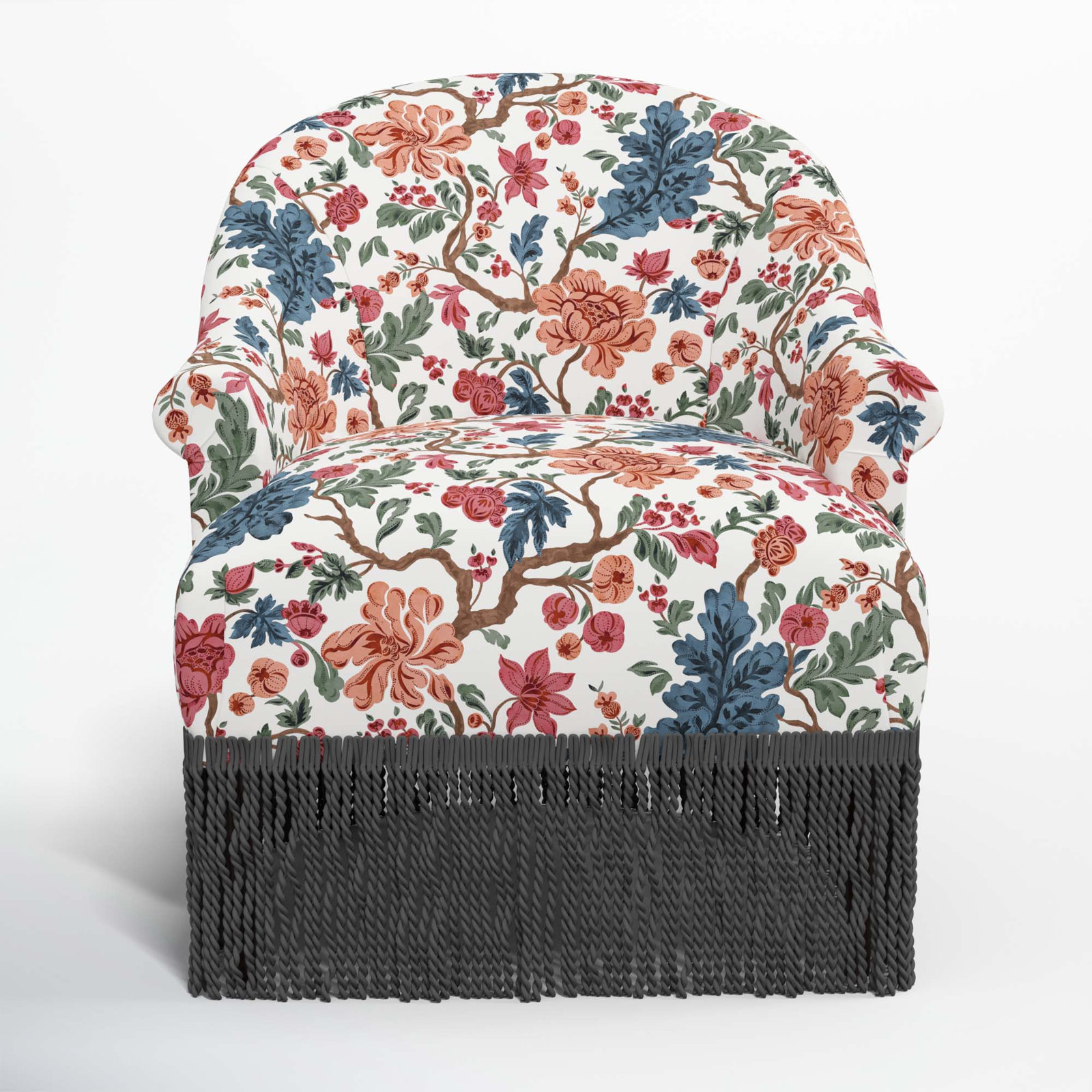 Callie Barrel Chair, Black, Blockprint Multi