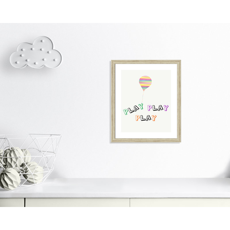 Play Play Play, impression sur papier, H 24,5 po x l 20,5 po x P 0,6 po, Cadre plat beige