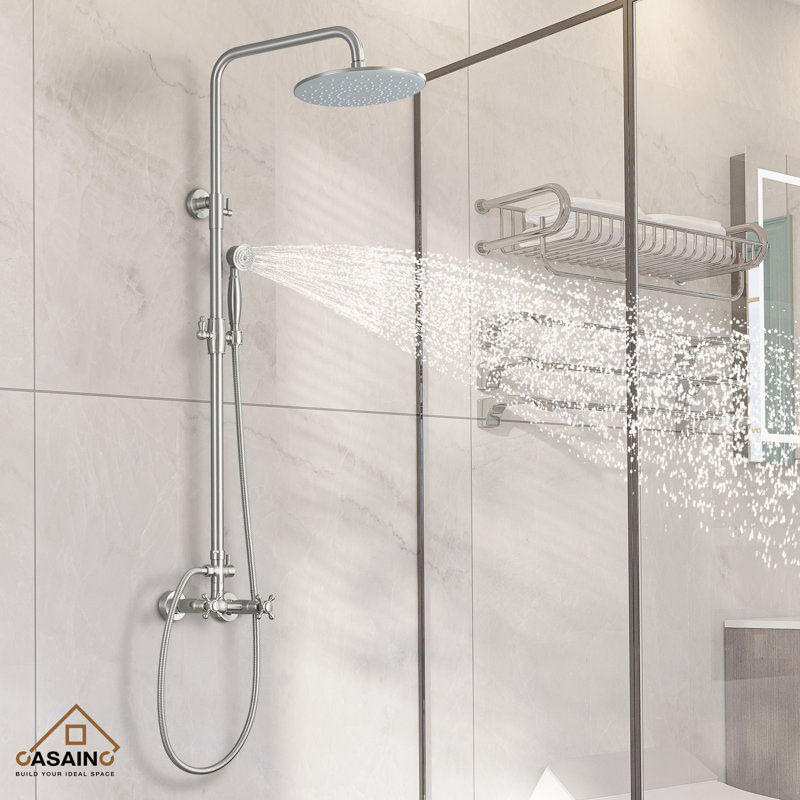 Brushed Nickel Adjustable Rainfall and Handheld Shower System