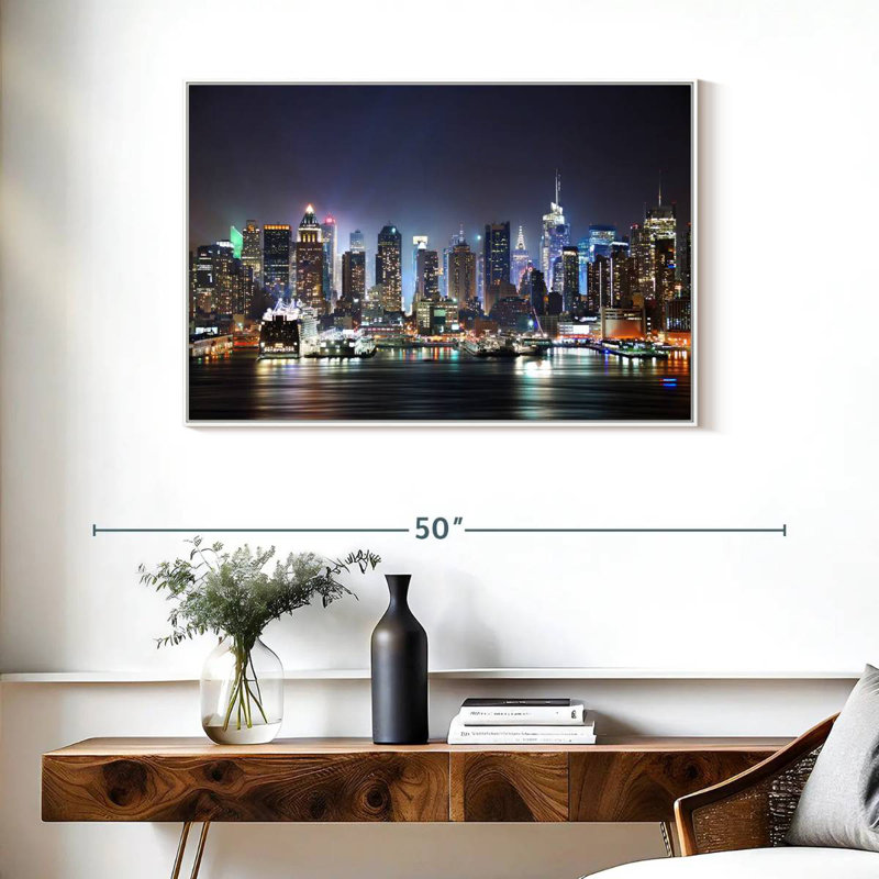 Veilleuses de New York, Cadre flottant blanc, 37 po x 25 po