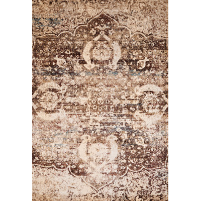 Tapis brun à motif floral Eeyan