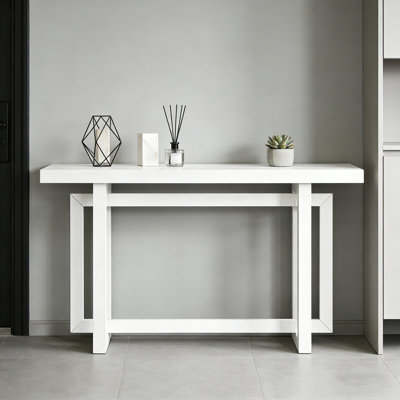 Table d'entrée en placage de pin, console triple rectangulaire, table de canapé polyvalente très longue