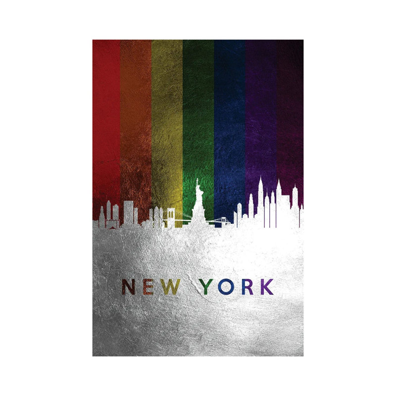 New York Spectrum Skyline by Adrian Baldovino - Wrapped Canvas Print, 20.32 cm H x 30.48 cm W