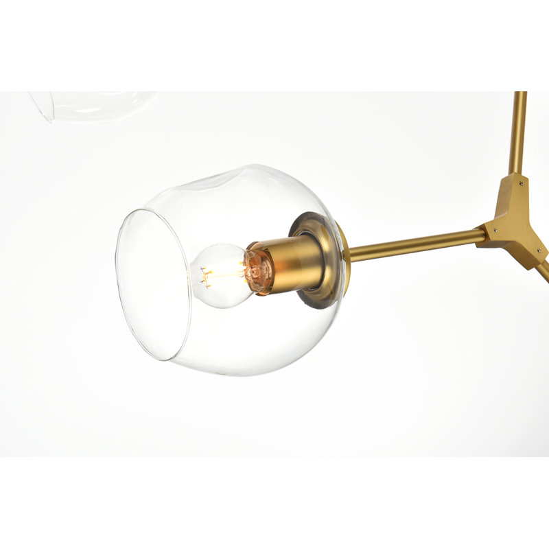 Lustre linéaire moderne Spoutnik à 7 lumières Spinks, 49", Laiton, Six lumières