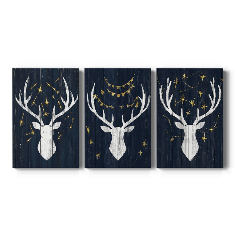 Christmas Holiday Art XLVII - Toile tendue avec châssis sur mesure - 3 pièces, H 12 po x l 24 po