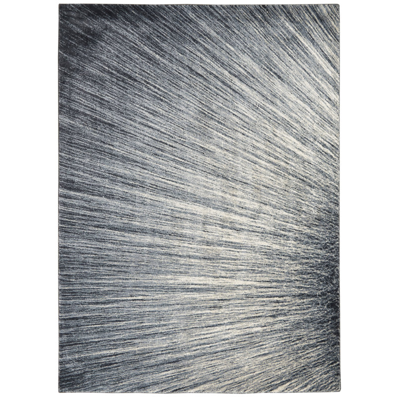 Rectangle Kyun Abstract Machine Made Polyester Area Rug in Beige/Black, Rectangle 3'10" x 5'10"