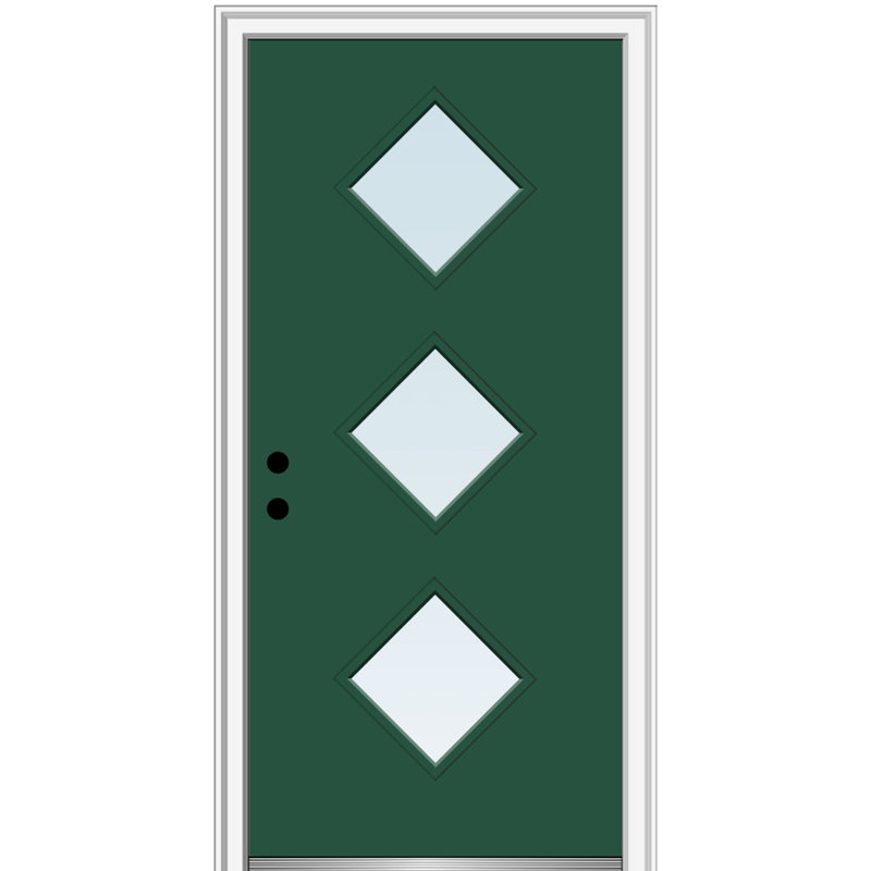 Porte d'entrée pré-suspendue en acier Spotlight, S'ouvre à droite vers l'intérieur, H 80 po x l 32 po x P 1,75po, Vert forêt