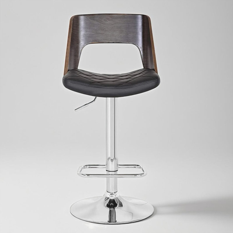 Height  Adjustable Swivel Bentwood Bar Stools With Back And Footrest For Kitchen Counter Bar
