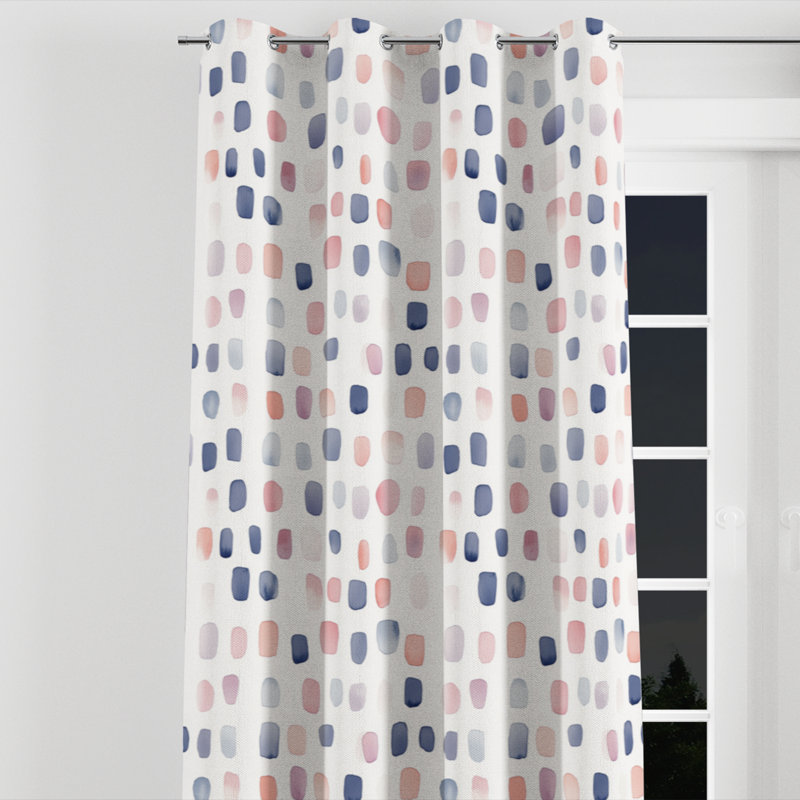 Rideaux occultant Modern - rideau à œillets géométrique rose pastel - 1 panneau, L 52 po x L 108 po, Œillets argentés