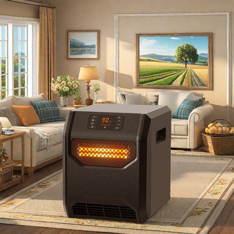 Space Heater With Uvc Air Purification, 1500W/1000W/Eco Mode, Thermostat & Temperature Control, 12-Hour Timer, Led Display, Tip-Over & Overheat Protection, Child Safety Lock, Remote Control, Compact Design
