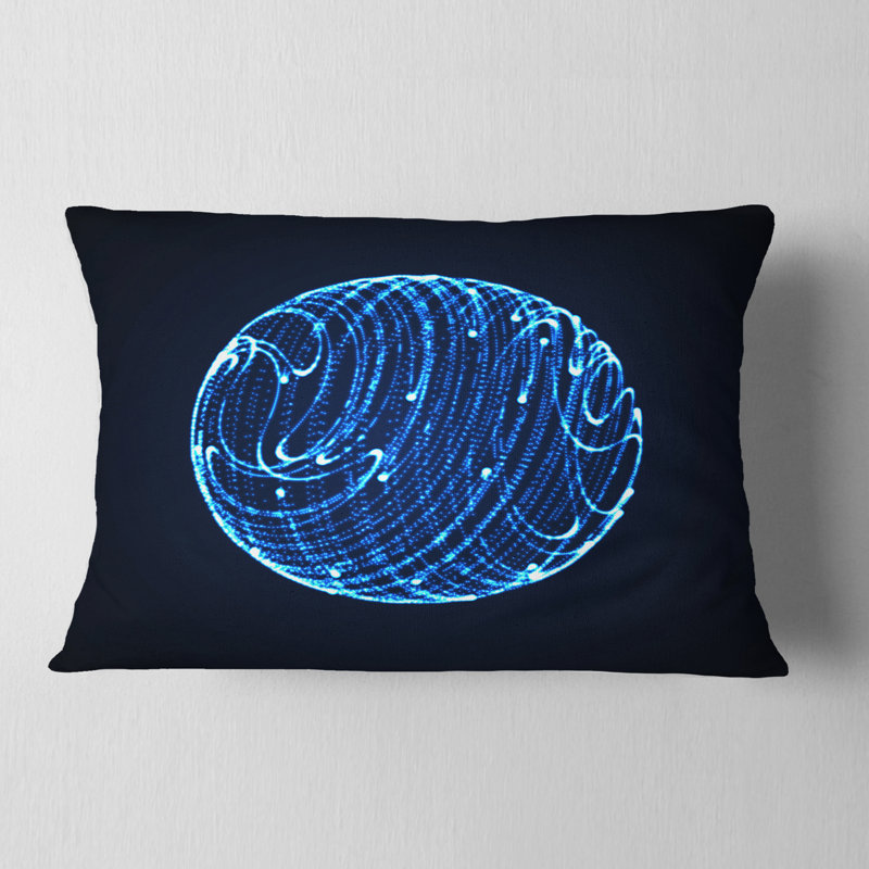 Blue Glowing Particles - coussin imprimé abstrait