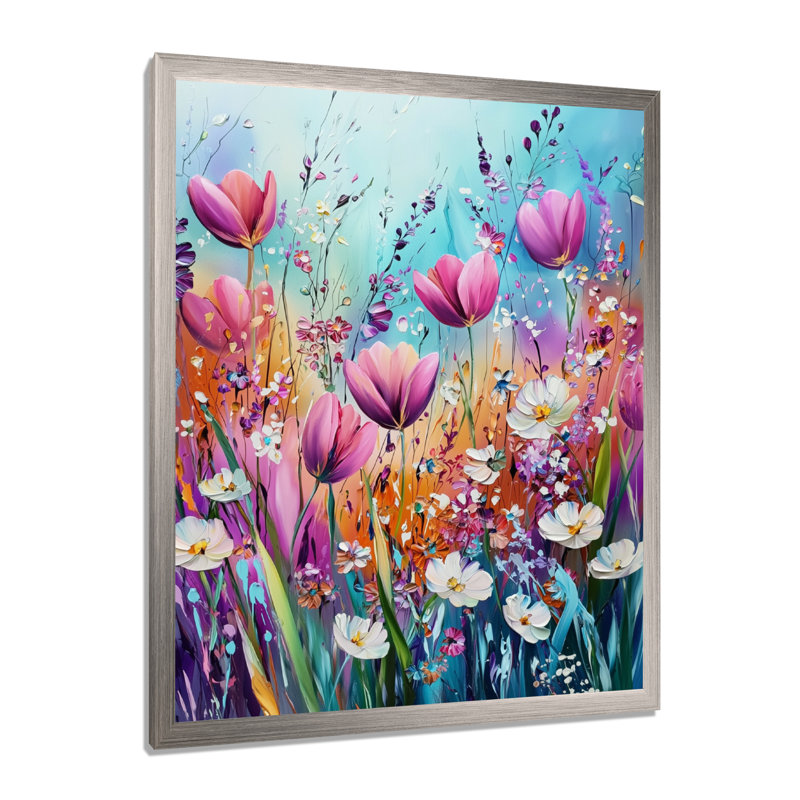 Curata - impression sur toile florale, Argent argent, H 40 po x l 30 po, Reproduction encadrée d'une seule photo