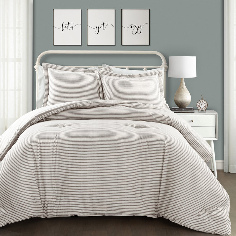 Farmhouse Stripe Reversible Cotton Twin XL Duvet Cover Set