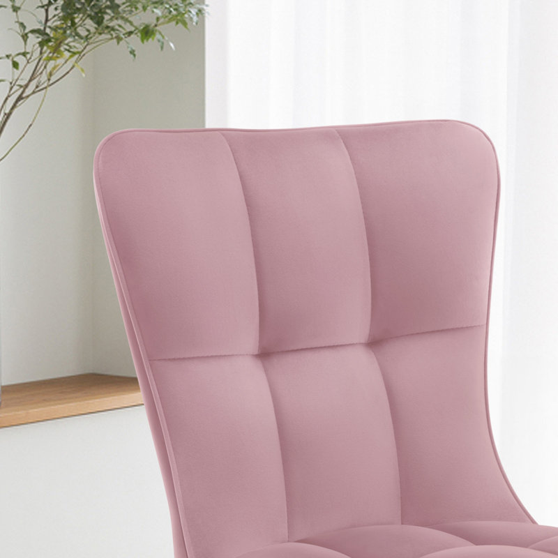 50cm H Tufted Velvet Upholstered Metal Upholstered Back Side Chair, Pink, 2