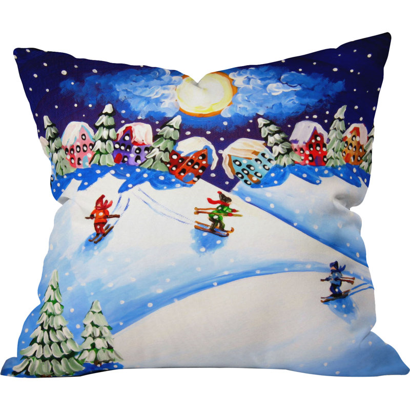 Renie Britenbucher Skiers Throw Pillow, 16" x 16"