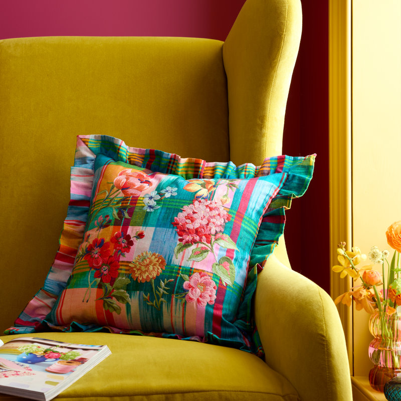 Wanderweave Ikat Check Ikat Bright Cushion