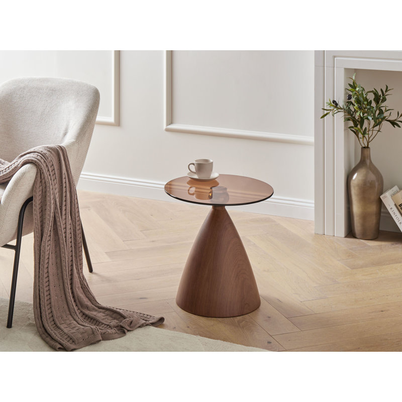 Pedestal End Table, Brown
