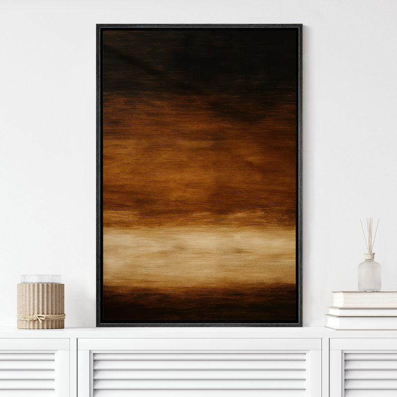 "Earthy Brown Gradient", reproduction d'art sur toile encadrée, H 36 po x l 24 po x P 1,5 po, Cadre flottant noir