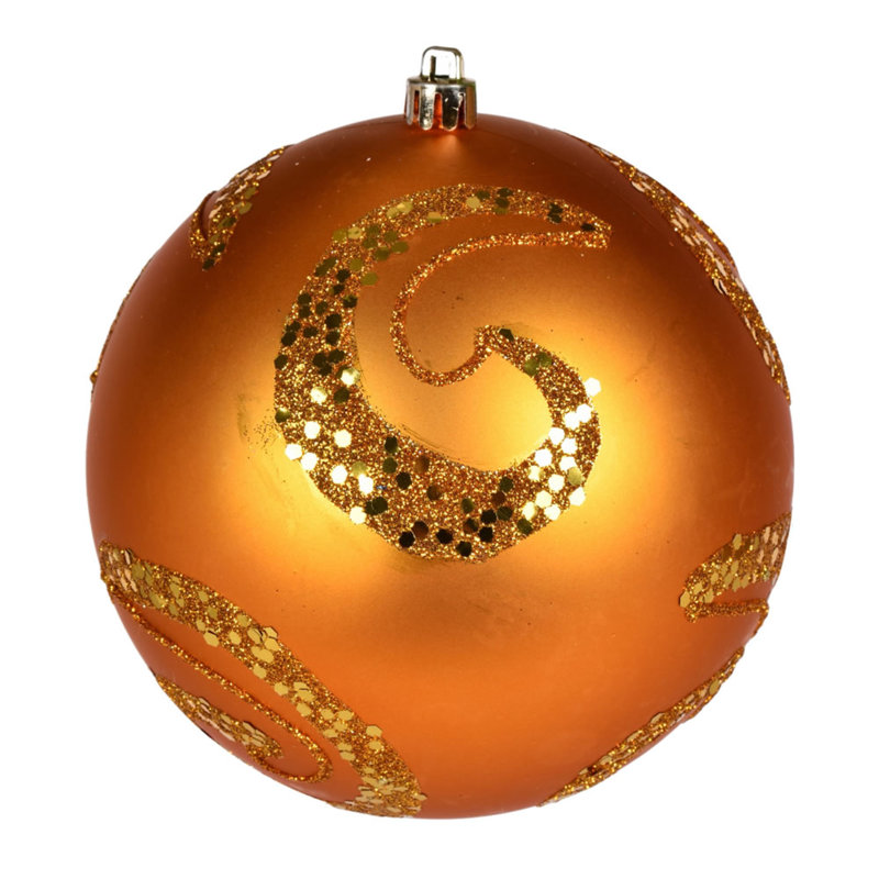 Ornement boule mat à paillettes, Or antique