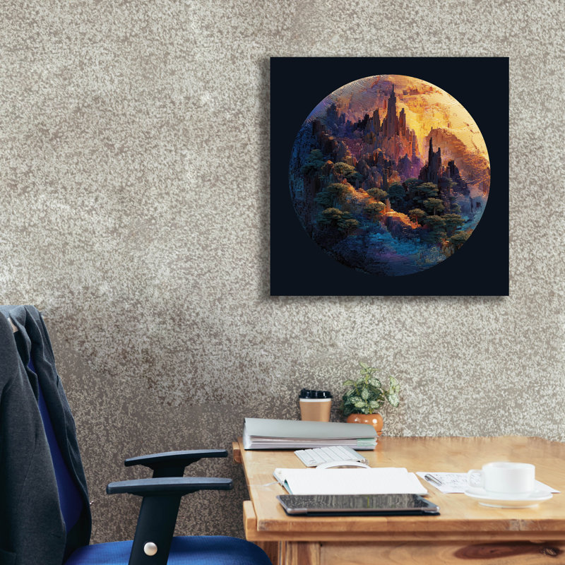 Art mural sur toile Epic Graffiti «High Density Voxels Earth» par Ann Klee, 37 po x 37 po, H 26 po x l 26 po