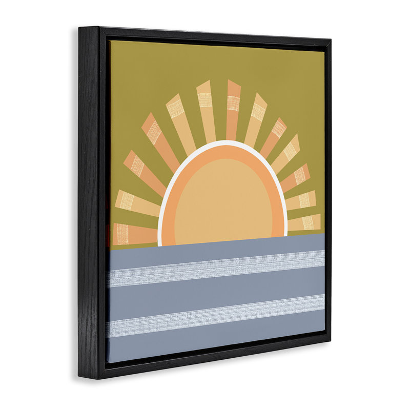 «Rising Sun Over Ocean» par Tina Finn, Cadre flottant noir de jais, H 18 po x l 18 po