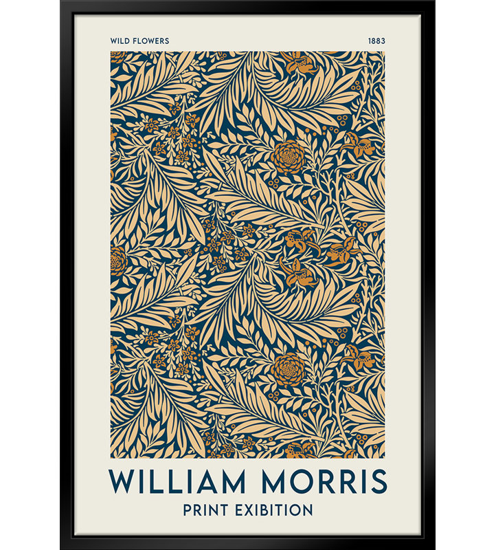 William Morris - Fleurs sauvages - Giclée sur toile avec cadre flottant, H 28 po x l 22 po x P 2 po