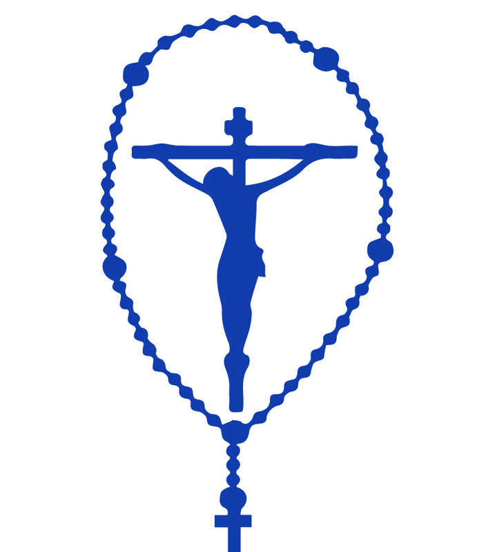 Décalcomanie murale crucifix rosary, H 30 po x l 15 po x P 0,01 po, Bleu foncé