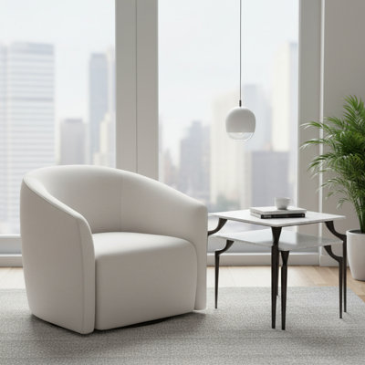 Ensemble de 2 tables gigognes en marbre Adam - dessus en marbre blanc avec base en acier noir recyclé (28 po) 