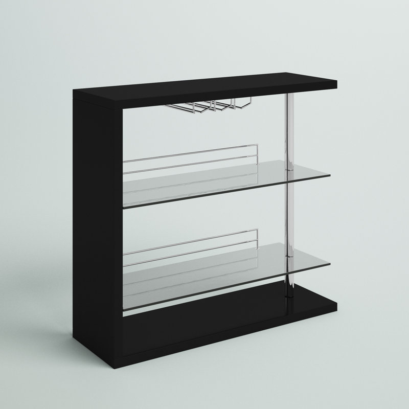 Kwesi Rectangular 2-shelf Bar Unit - Only Bar Included, Black