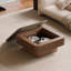 Table basse carrée avec rangement en placage de bois massif-1401371242